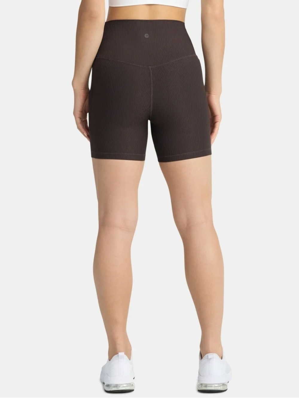Avia Ribbed High-Waist Bike Shorts - Dark Brown size medium